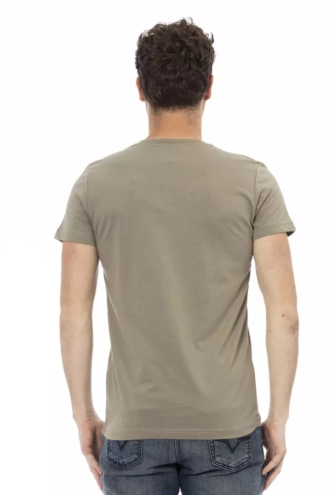 Trussardi Action Elegant V-Neck Tee with Chic Front Print