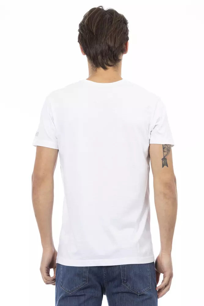 Trussardi Action Chic V-Neck Tee with Bold Front Print