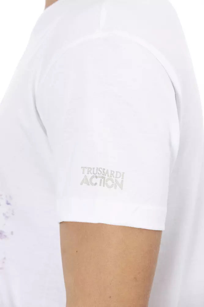 Trussardi Action Chic V-Neck Tee with Bold Front Print