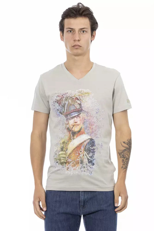 Trussardi Action Elegant V-Neck Tee with Exclusive Front Print