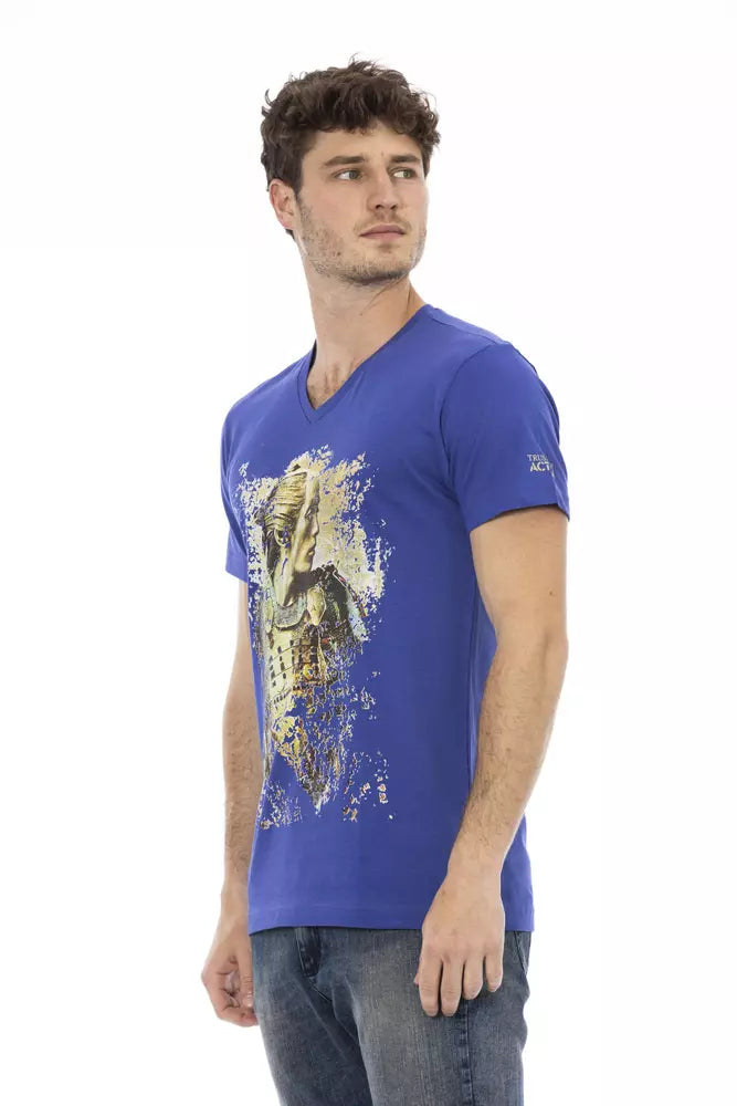 Trussardi Action Elegant V-Neck Tee with Chic Front Print