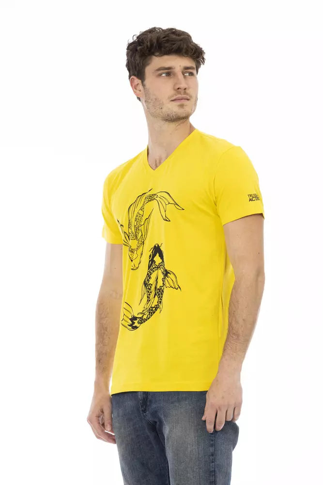 Trussardi Action Vintage Vibe V-Neck Tee in Sunshine Yellow