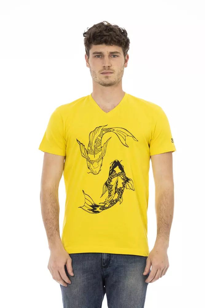 Trussardi Action Vintage Vibe V-Neck Tee in Sunshine Yellow