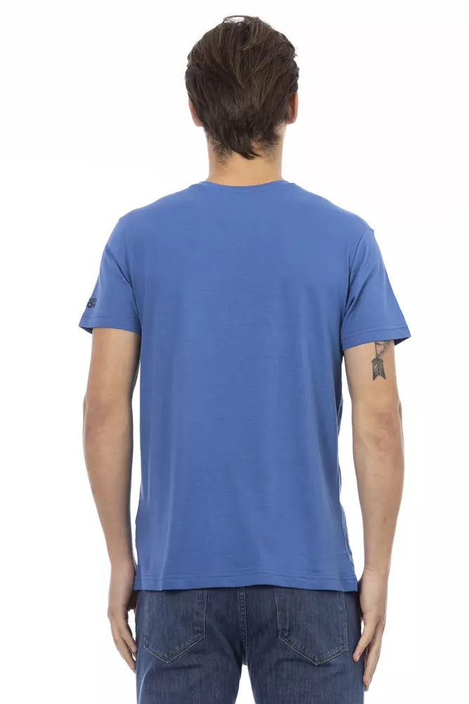 Trussardi Action Elegant V-Neck Tee with Chic Front Print