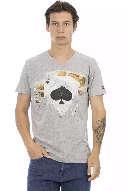 Trussardi Action Chic V-Neck T-Shirt with Signature Print