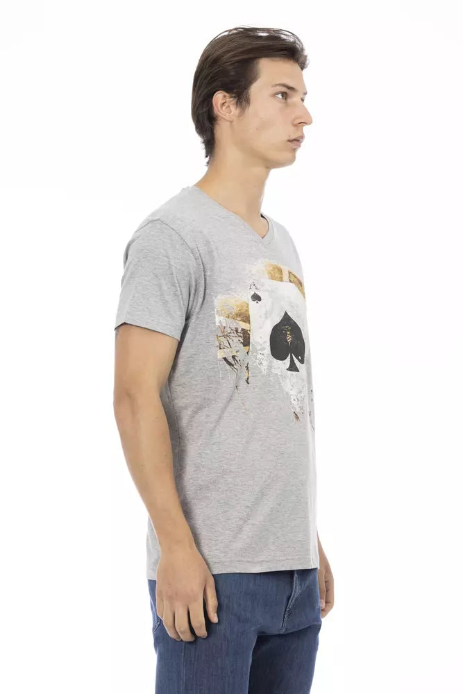 Trussardi Action Chic V-Neck T-Shirt with Signature Print