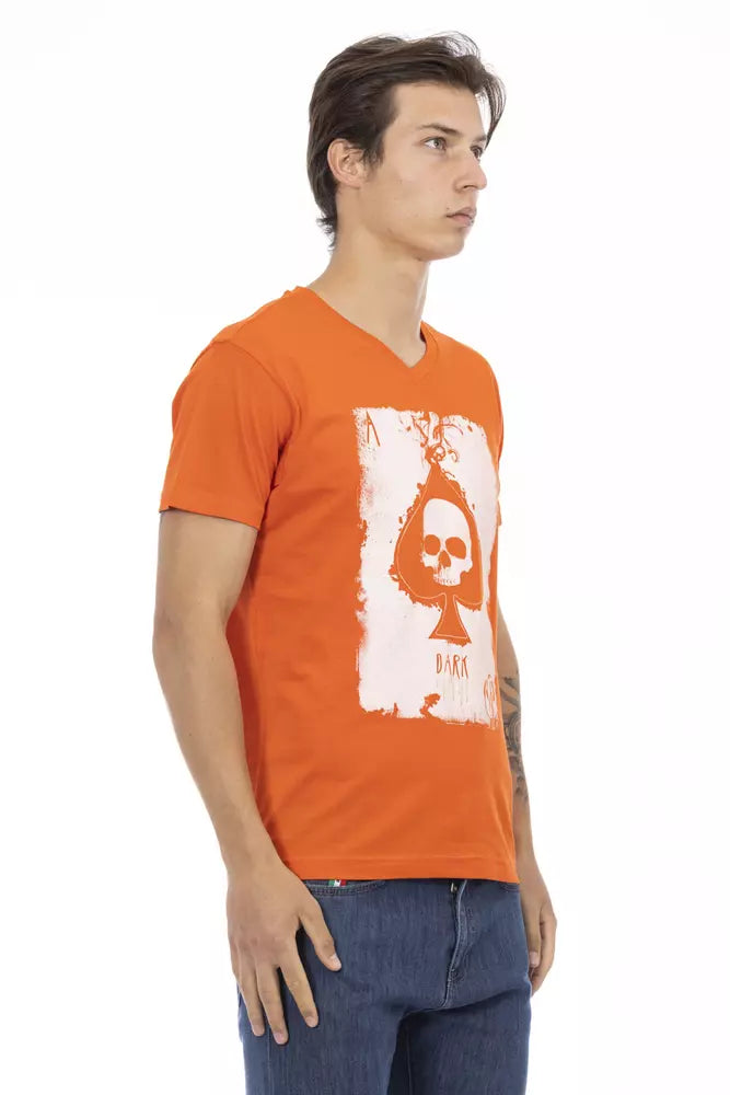 Trussardi Action Vibrant V-Neck Tee with Front Print