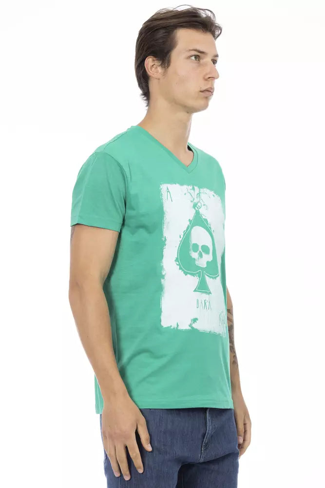 Trussardi Action Elegant V-Neck Tee in Lush Green