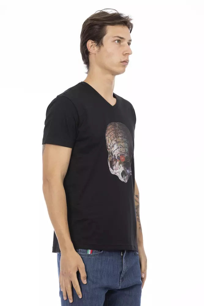 Trussardi Action Sleek V-Neck Tee with Front Print