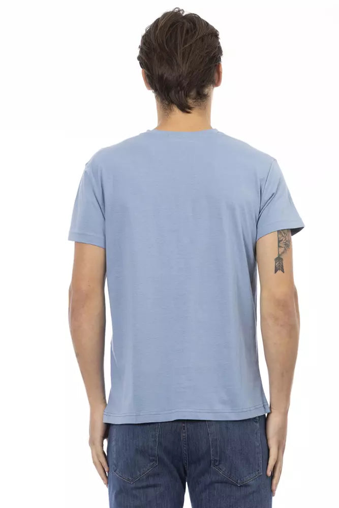 Trussardi Action Elegant V-Neck Tee with Chic Front Print