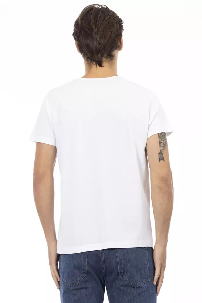 Trussardi Action Elegant V-Neck Tee with Chest Print