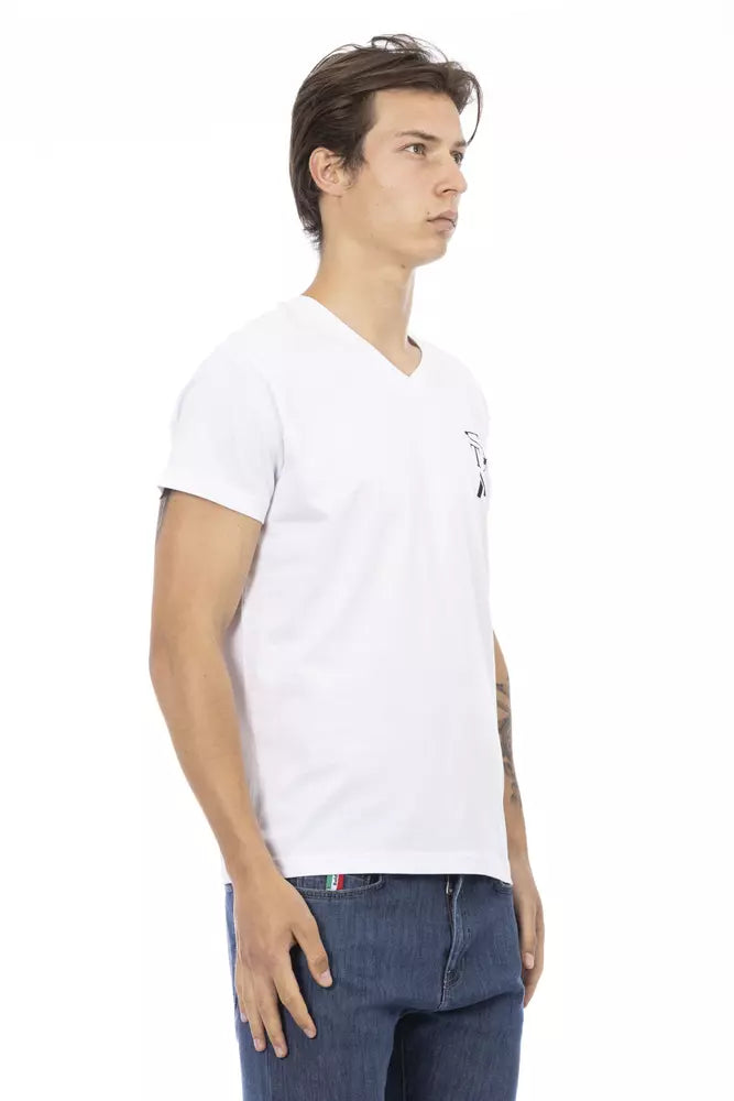 Trussardi Action Elegant V-Neck Tee with Chest Print