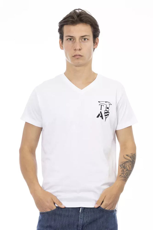 Trussardi Action Elegant V-Neck Tee with Chest Print