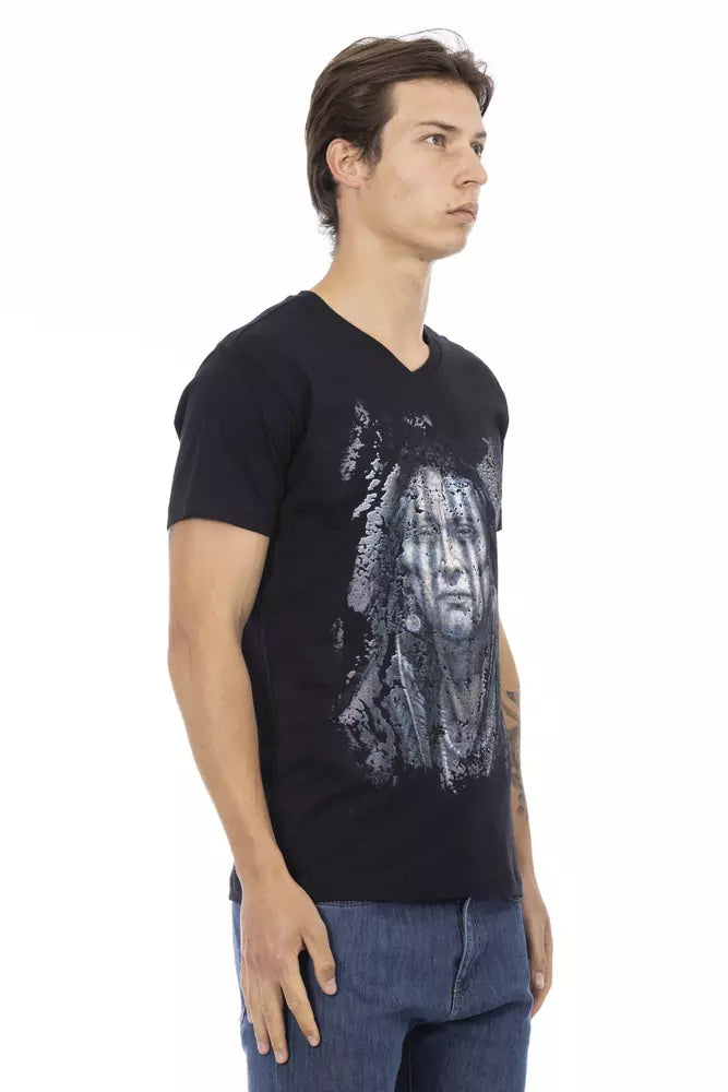 Trussardi Action Elegant V-Neck Tee with Front Print