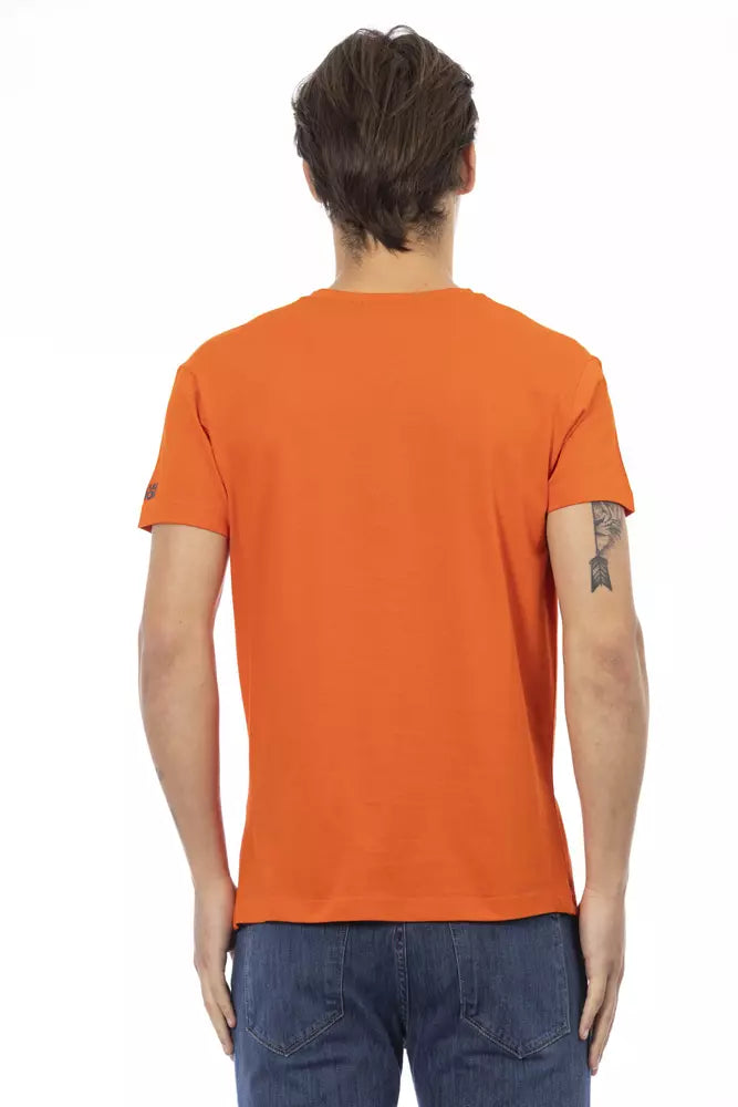 Trussardi Action Elegant V-Neck Tee with Vibrant Front Print