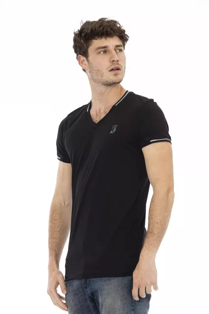 Trussardi Action Sleek V-Neck Tee with Chest Print