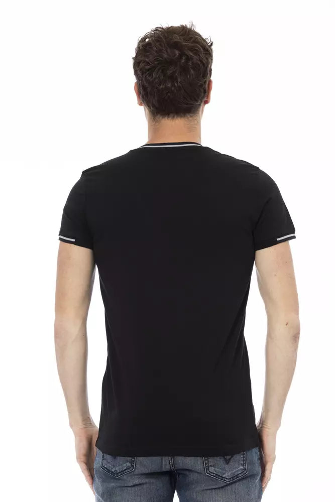 Trussardi Action Sleek V-Neck Tee with Chest Print