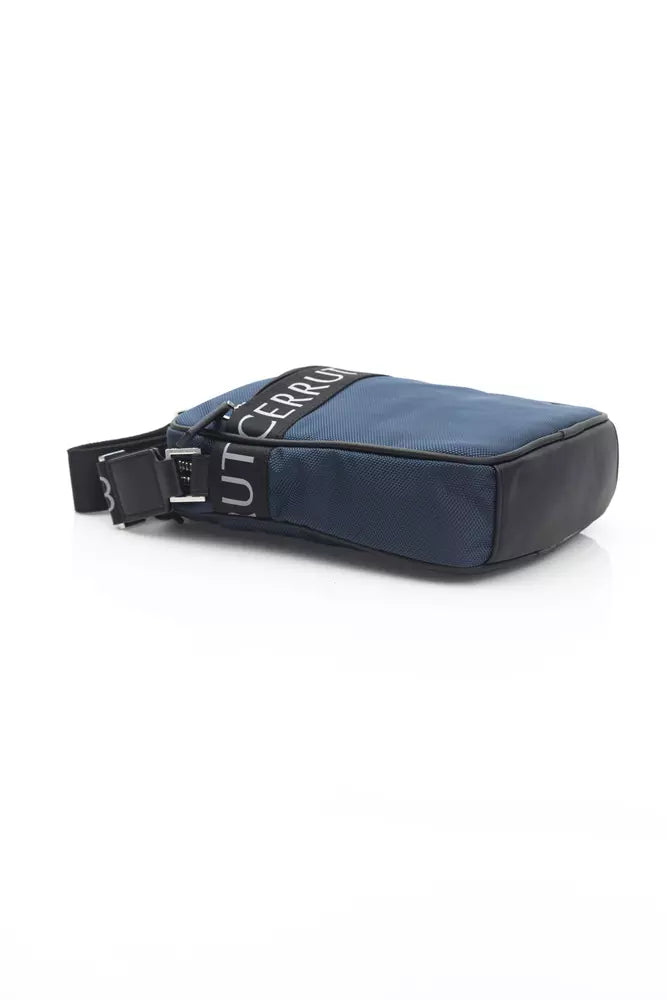 Cerruti 1881 Elegant Blue Nylon-Leather Messenger Bag