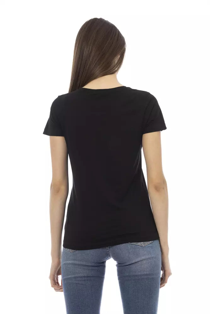 Trussardi Action Chic Black Short Sleeve Tee with Unique Print