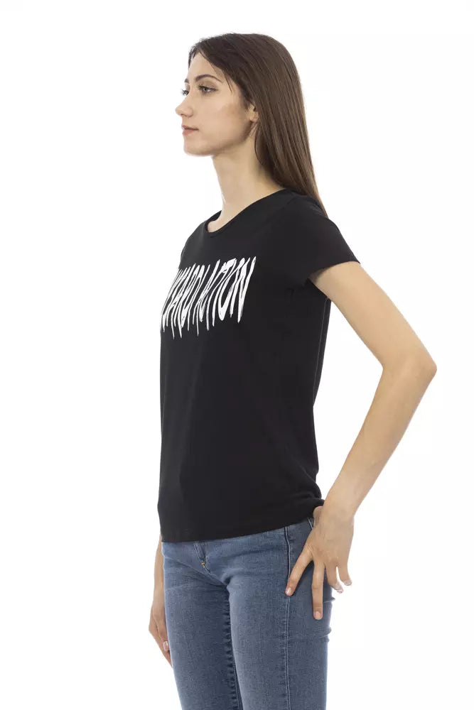 Trussardi Action Chic Black Short Sleeve Tee with Unique Print