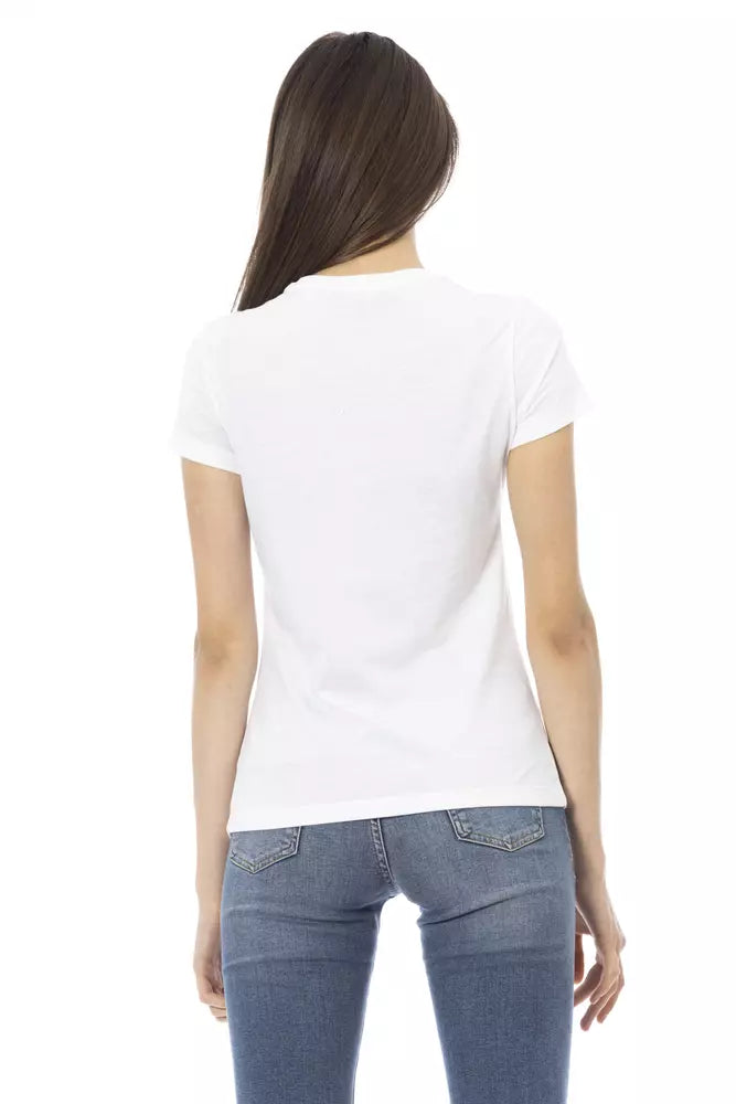 Trussardi Action Chic White Tee with Artistic Front Print