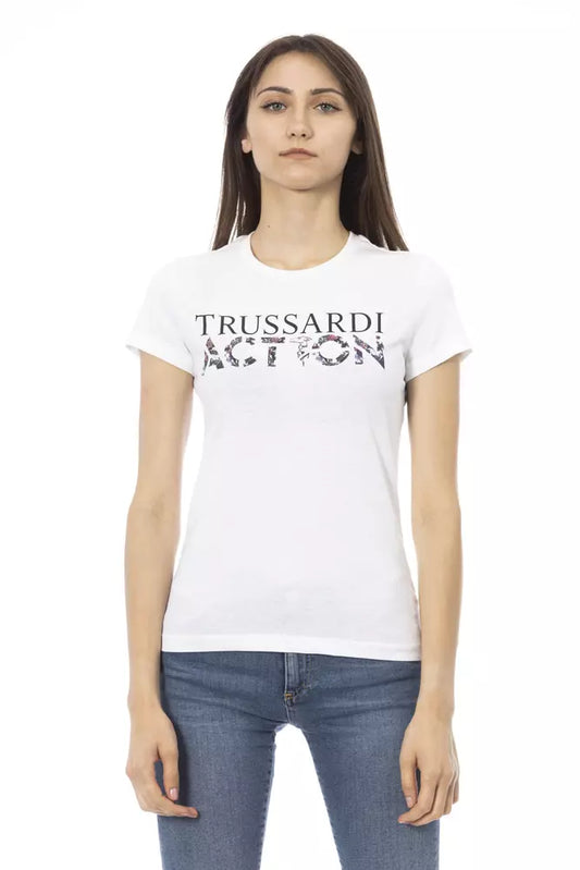 Trussardi Action Chic White Tee with Artistic Front Print