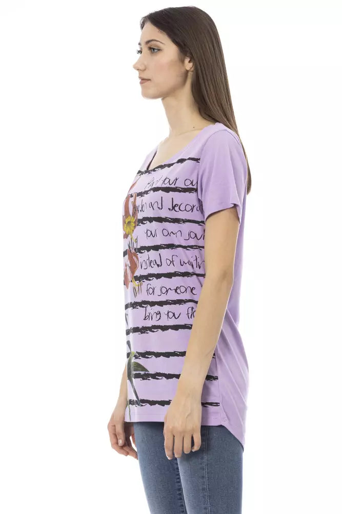 Trussardi Action Chic Purple Short Sleeve Round Neck Tee