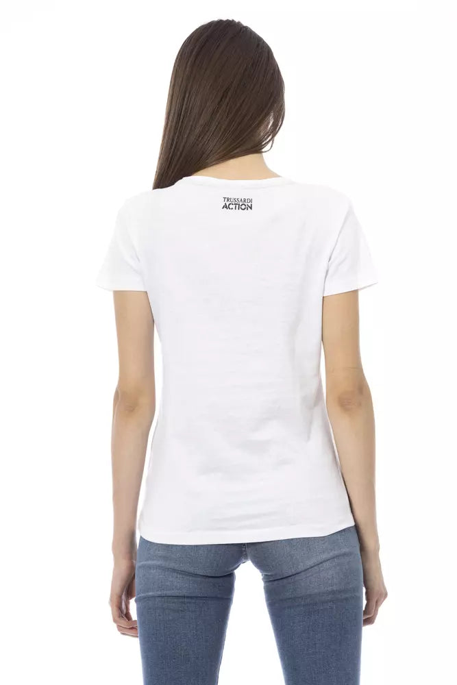 Trussardi Action Elegant White Tee with Chic Front Print