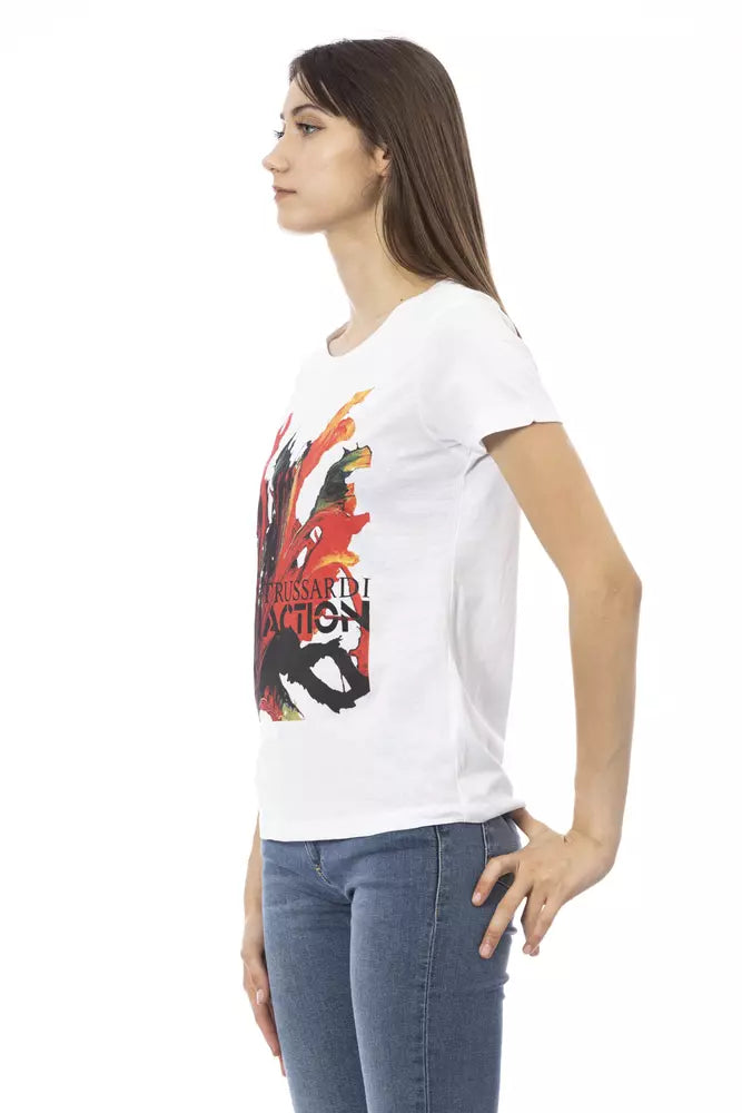 Trussardi Action Elegant White Tee with Chic Front Print