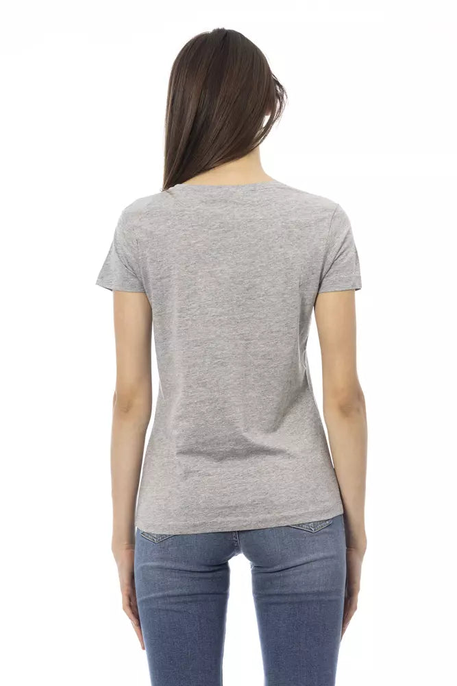 Trussardi Action Chic Gray Short Sleeve Round Neck Tee