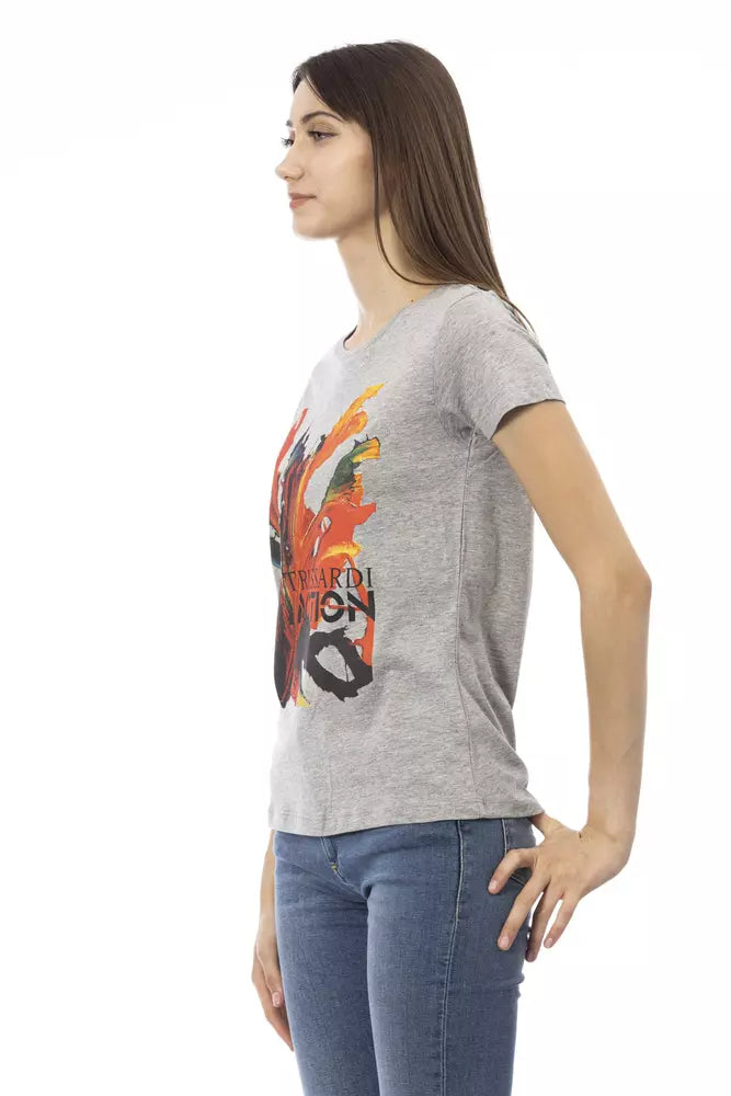 Trussardi Action Chic Gray Short Sleeve Round Neck Tee