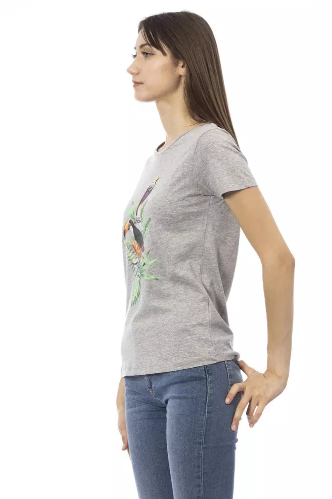 Trussardi Action Chic Gray Short Sleeve Round Neck Tee