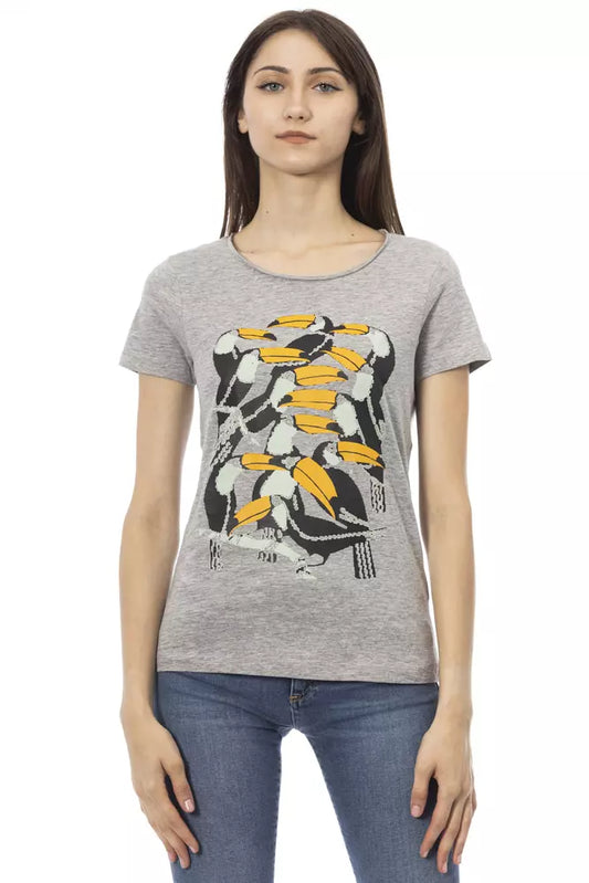 Trussardi Action Chic Gray Cotton Blend Round Neck Tee