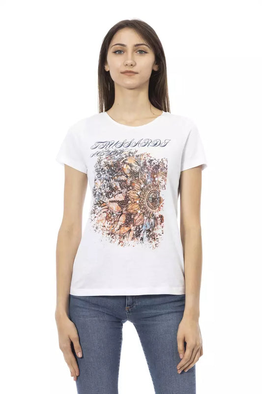 Trussardi Action Chic White Tee with Exclusive Front Print