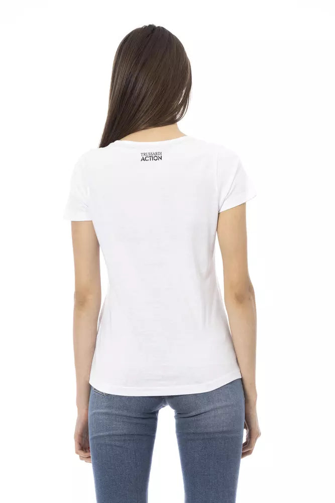 Trussardi Action Chic White Tee with Exclusive Front Print