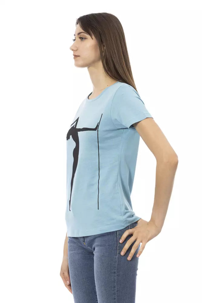 Trussardi Action Chic Light Blue Short Sleeve Round Neck Tee