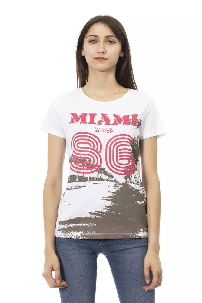 Trussardi Action Chic White Tee with Elegant Front Print