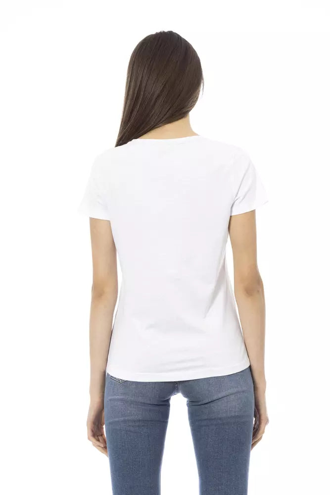 Trussardi Action Chic V-Neck Tee with Elegant Front Print