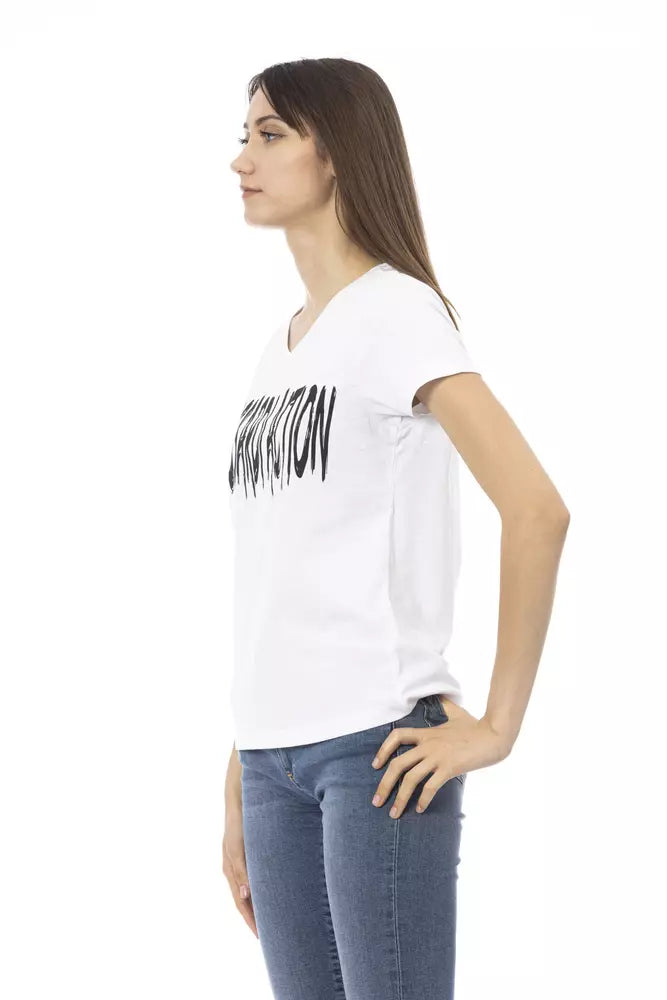 Trussardi Action Chic V-Neck Tee with Elegant Front Print