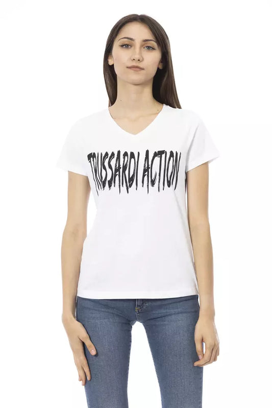 Trussardi Action Chic V-Neck Tee with Elegant Front Print