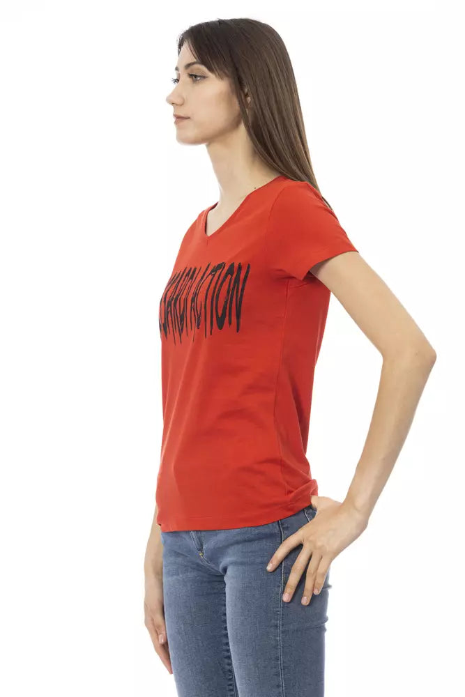 Trussardi Action Vibrant V-Neck Tee with Chic Front Print