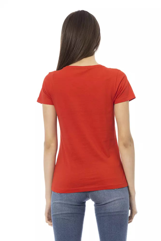 Trussardi Action Vibrant V-Neck Tee with Chic Front Print