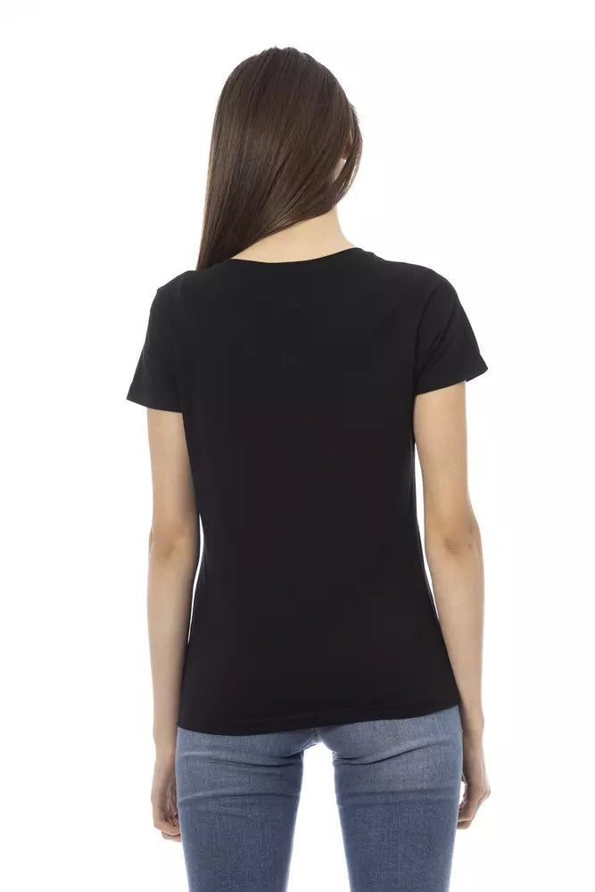 Trussardi Action Elegant V-Neck Tee with Chic Front Print