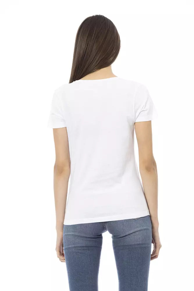 Trussardi Action Chic V-Neck Tee with Front Print