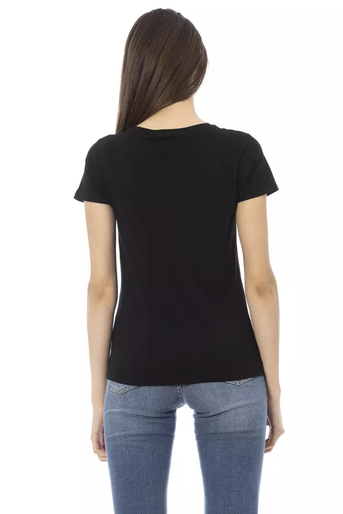 Trussardi Action Chic V-Neck Tee with Front Print