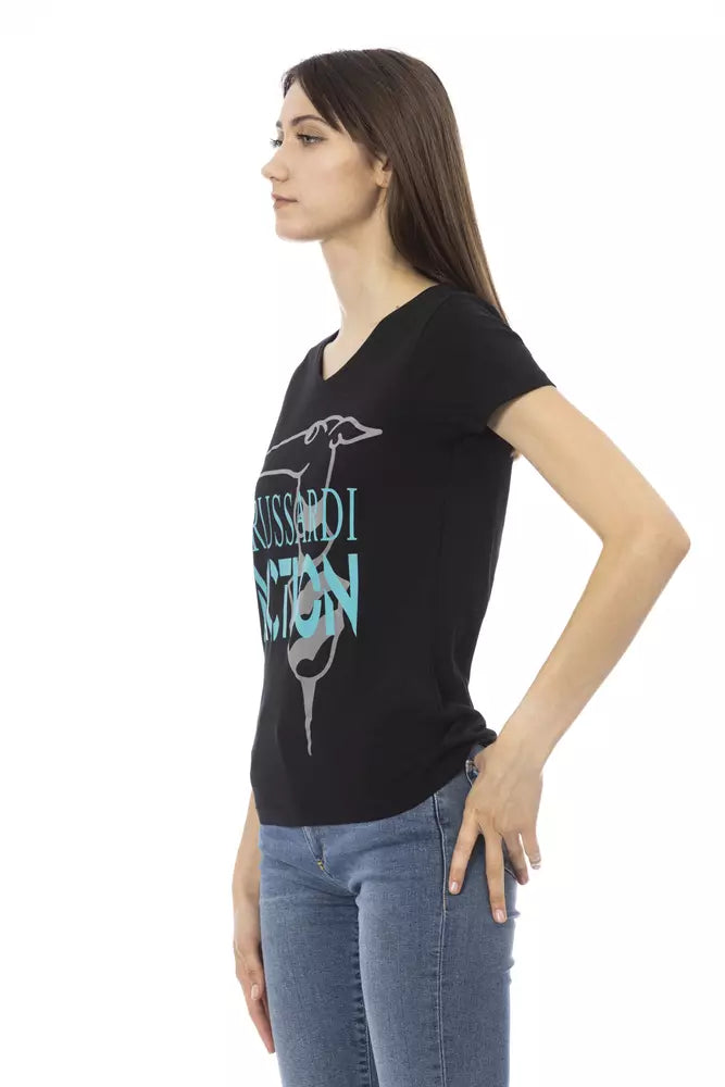 Trussardi Action Chic V-Neck Tee with Front Print