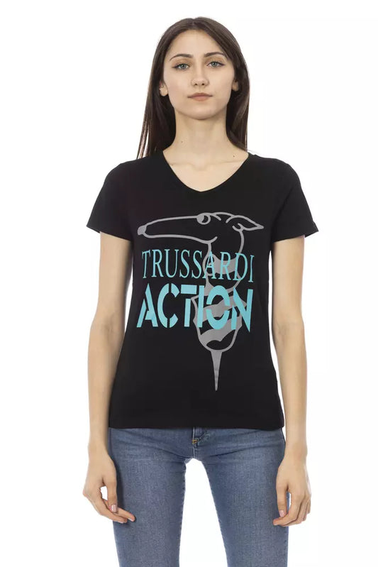 Trussardi Action Chic V-Neck Tee with Front Print