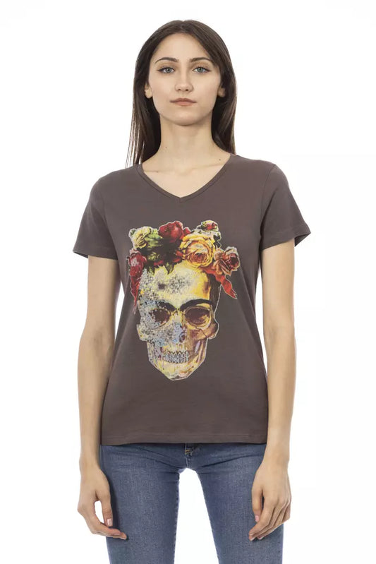 Trussardi Action Chic V-Neck Tee with Elegant Front Print