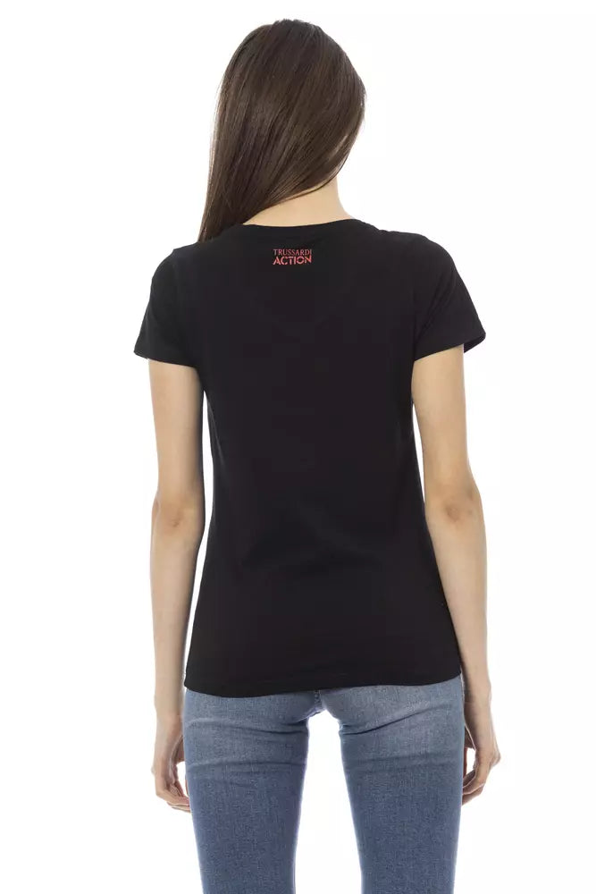 Trussardi Action Chic V-Neck Tee with Front Print