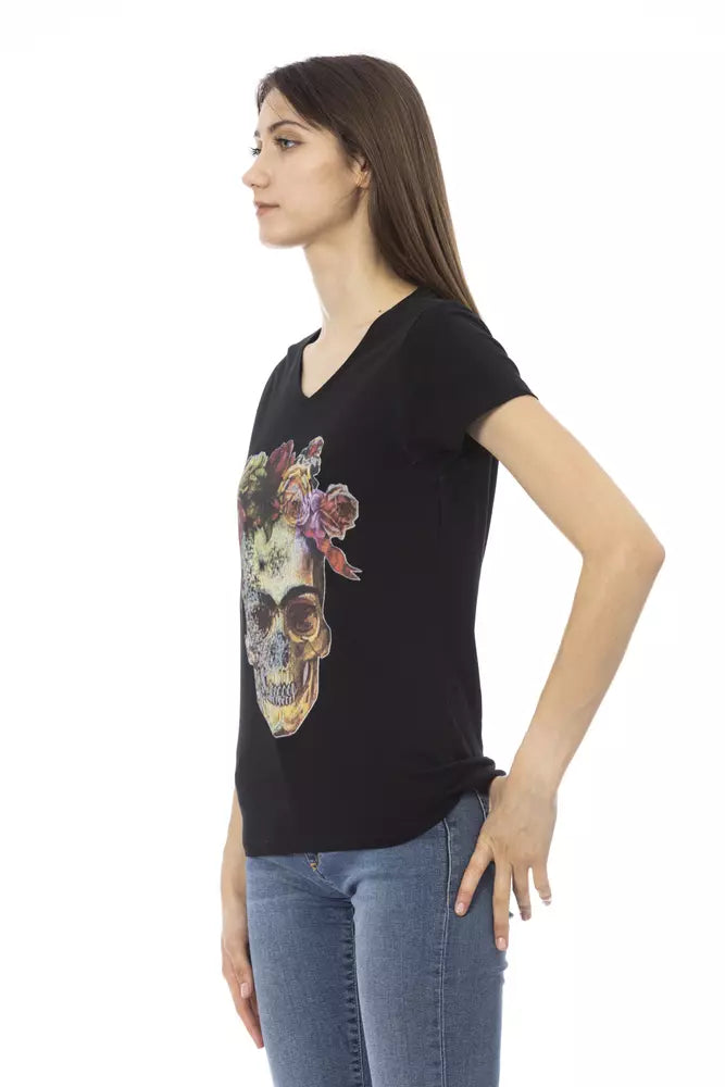 Trussardi Action Chic V-Neck Tee with Front Print